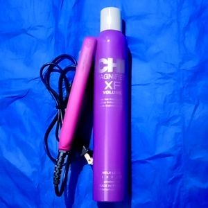 Plugged in Mini Straight Iron with CHI Hair Spray